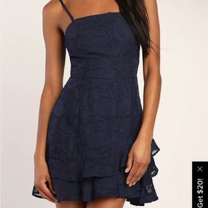 Lulu's Midnight Blue Floral Mini Dress